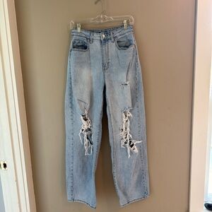 Wild Fable Light Blue Distressed Wide Leg Jeans